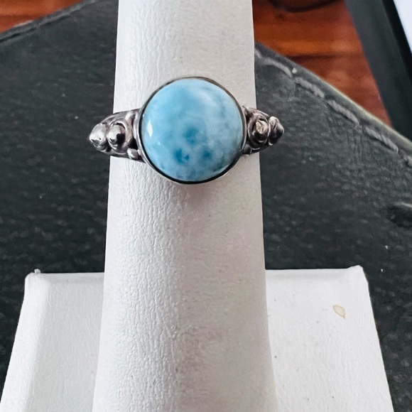 Sterling Silver Blue Larimar Cabochon Ring - Picture 5 of 7